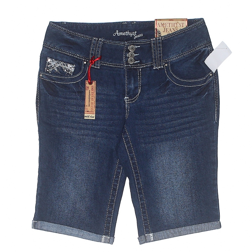 Wallflower Distressed Bermuda Shorts Denim New - Picture 2 of 3